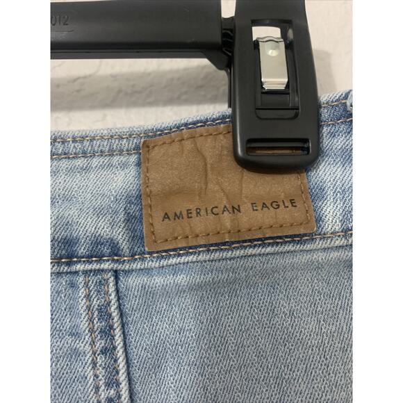 American Eagle Womens 4 Hi Rise A Line Skirt Light Blue Wash Jean Button Down - Picture 4 of 7